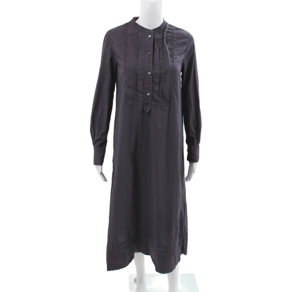 Soeur Womens Shirt Dress Purple Long Sleeve High Neck Cotton Button Size 36